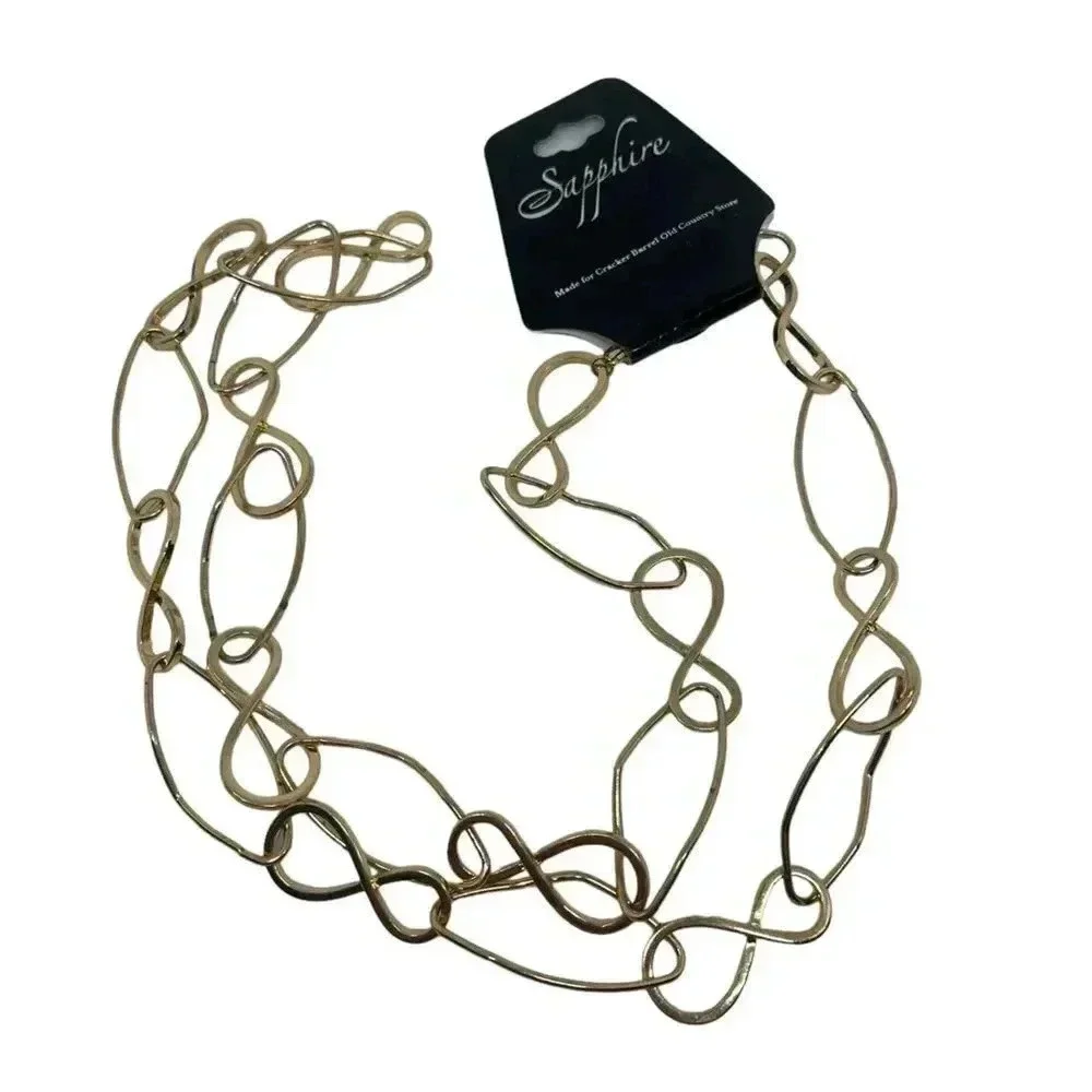 Gold Link Necklace Contemporary Elegant Y2K 90s Retro‎
